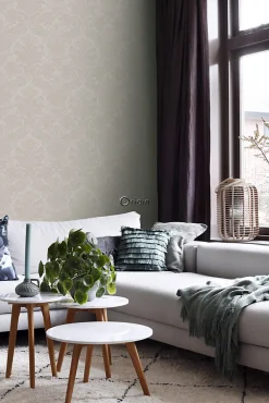 Origin Wallcoverings papier peint ornement taupe clair - 53 cm x 10.05 m - 347037