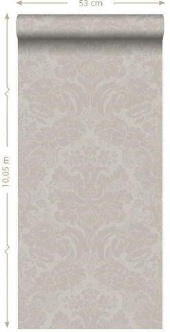 Origin Wallcoverings papier peint ornement taupe clair - 53 cm x 10.05 m - 347037