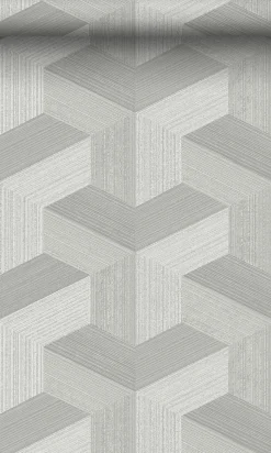 Origin Wallcoverings papier peint graphique 3D gris - 53 cm x 10.05 m - 347947