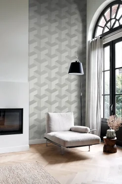 Origin Wallcoverings papier peint graphique 3D gris - 53 cm x 10.05 m - 347947