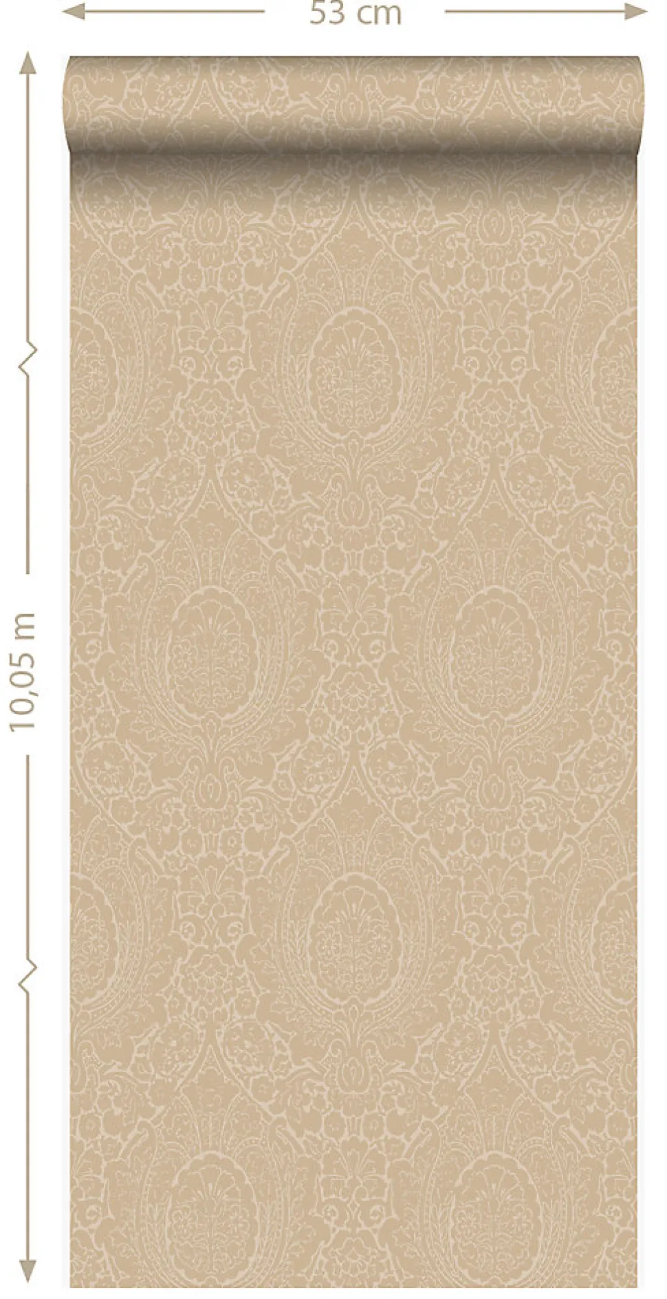 Origin Wallcoverings papier peint ornement beige champagne - 53 cm x 10.05 m - 345427