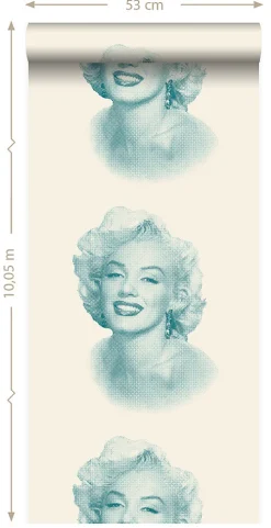 Origin Wallcoverings papier peint Marilyn Monroe blanc et turquoise - 53 cm x 10.05 m - 326349
