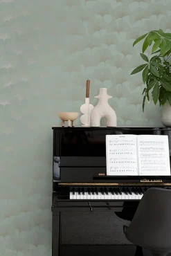 Origin Wallcoverings papier peint feuilles de ginkgo vert cendré - 53 cm x 10.05 m - 347733
