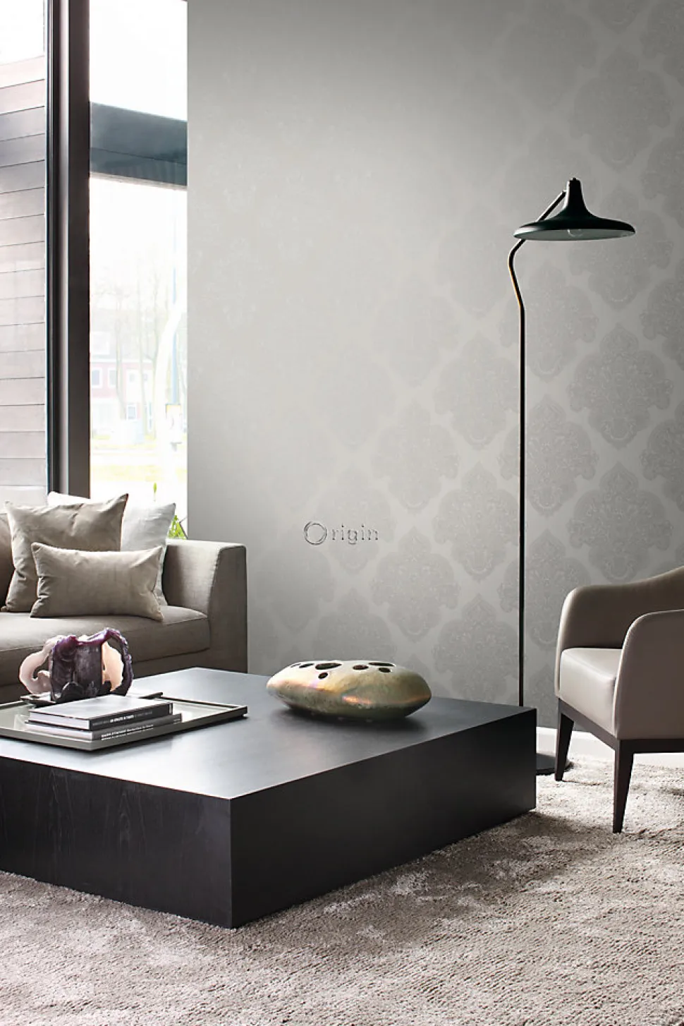 Origin Wallcoverings papier peint ornement taupe - 53 cm x 10.05 m - 345915