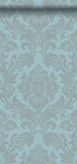 Origin Wallcoverings papier peint ornement bleu glace - 53 cm x 10.05 m - 346237