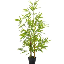 Outsunny Bambou artificiel hauteur 1,2 m 369 feuilles denses réalistes pot inclus noir avec lichen vert