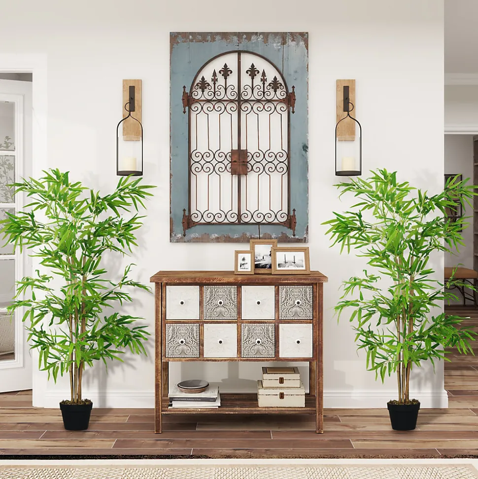 Outsunny Lot de 2 Bambous artificiels hauteur 1,5 m 644 feuilles denses réalistes pot inclus noir avec lichen vert