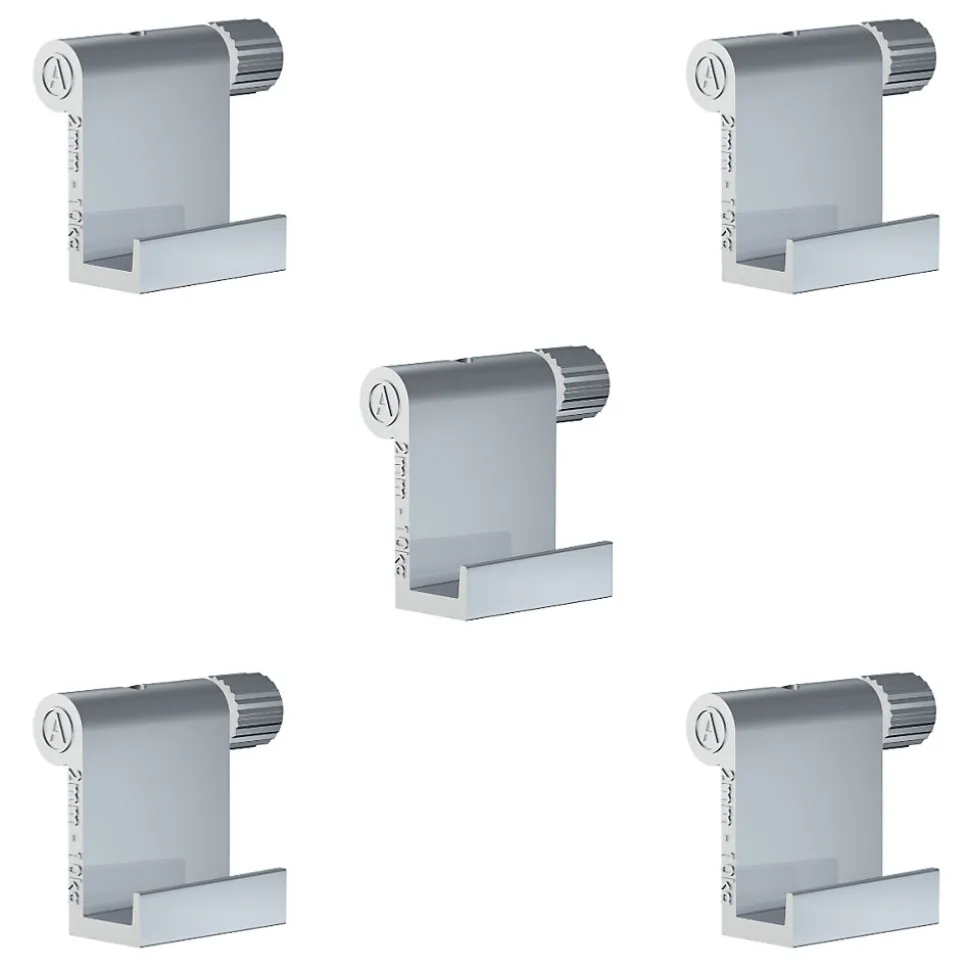Pack 5 crochets tableau réglables à vis aluminium 10 kg 2 mm - Accessoire Cimaise Artiteq