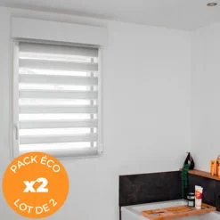 Pack éco de 2 stores Jour Nuit Gris H 150 cm x L 62 cm sans perçage