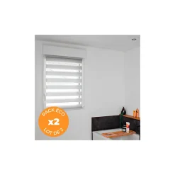 Pack éco de 2 stores Jour Nuit Gris H 150 cm x L 52 cm sans perçage