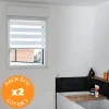 Pack éco de 2 stores Jour Nuit Blanc H 150 cm x L 42 cm sans perçage