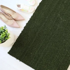 Paillasson - Tapis brosse Coco - Vert - Ep, 17 mm - Rouleau de 2m x 2m