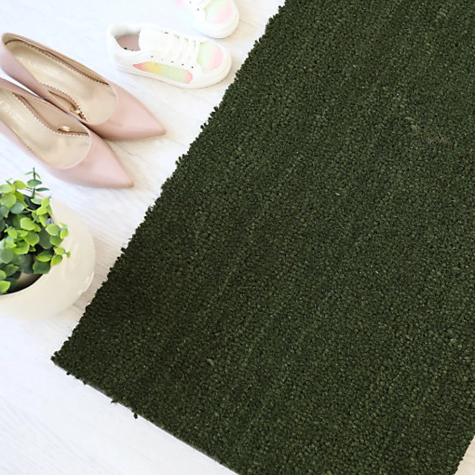 Paillasson - Tapis brosse Coco - Vert - Ep, 17 mm - Rouleau de 2m x 2m