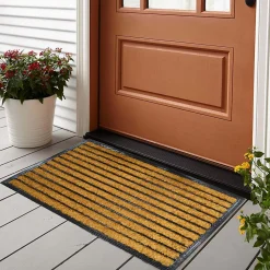 Paillasson coco caoutchouc Bugala à rayures GoodHome L.45 x l.75 cm