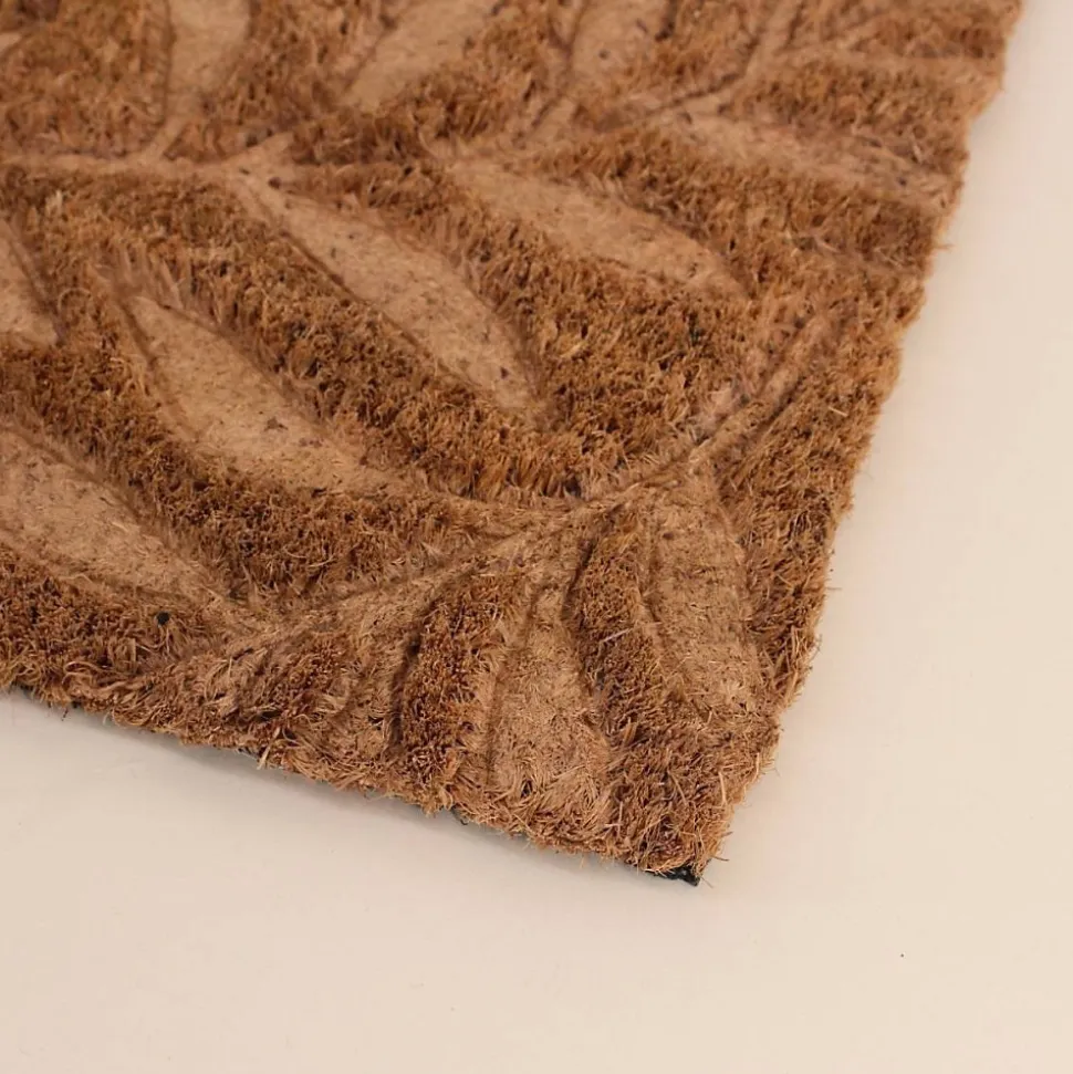Paillasson de marche coco embossé feuillages 25x75cm