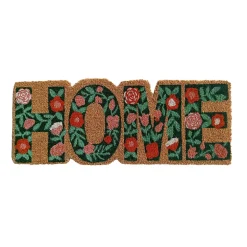 Paillasson d'entrée antidérapant en fibre de coco fleuri " Home " multicouleurs L.60 x l.40cm Ornami