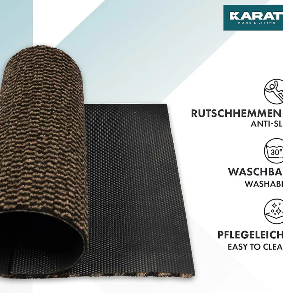 Paillasson Mélange, Tapis de Porte pour l'entrée, label OEKO-TEX standard 100, Noir/Marron, 200 x 100 cm