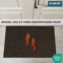 Paillasson Mélange, Tapis de Porte pour l'entrée, label OEKO-TEX standard 100, Noir/Marron, 200 x 100 cm