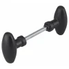 Paire de boutons ovoïdes pour porte d'entrée, carré 6x90mm, 1 portée, noir - THIRARD