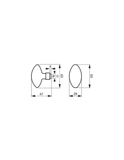 Paire de boutons ovoïdes pour porte d'entrée, carré 6x90mm, 1 portée, noir - THIRARD