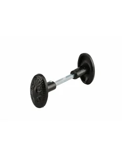 Paire de boutons ovoïdes pour porte d'entrée, carré 6x90mm, 1 portée, fonte peinte, noir - THIRARD