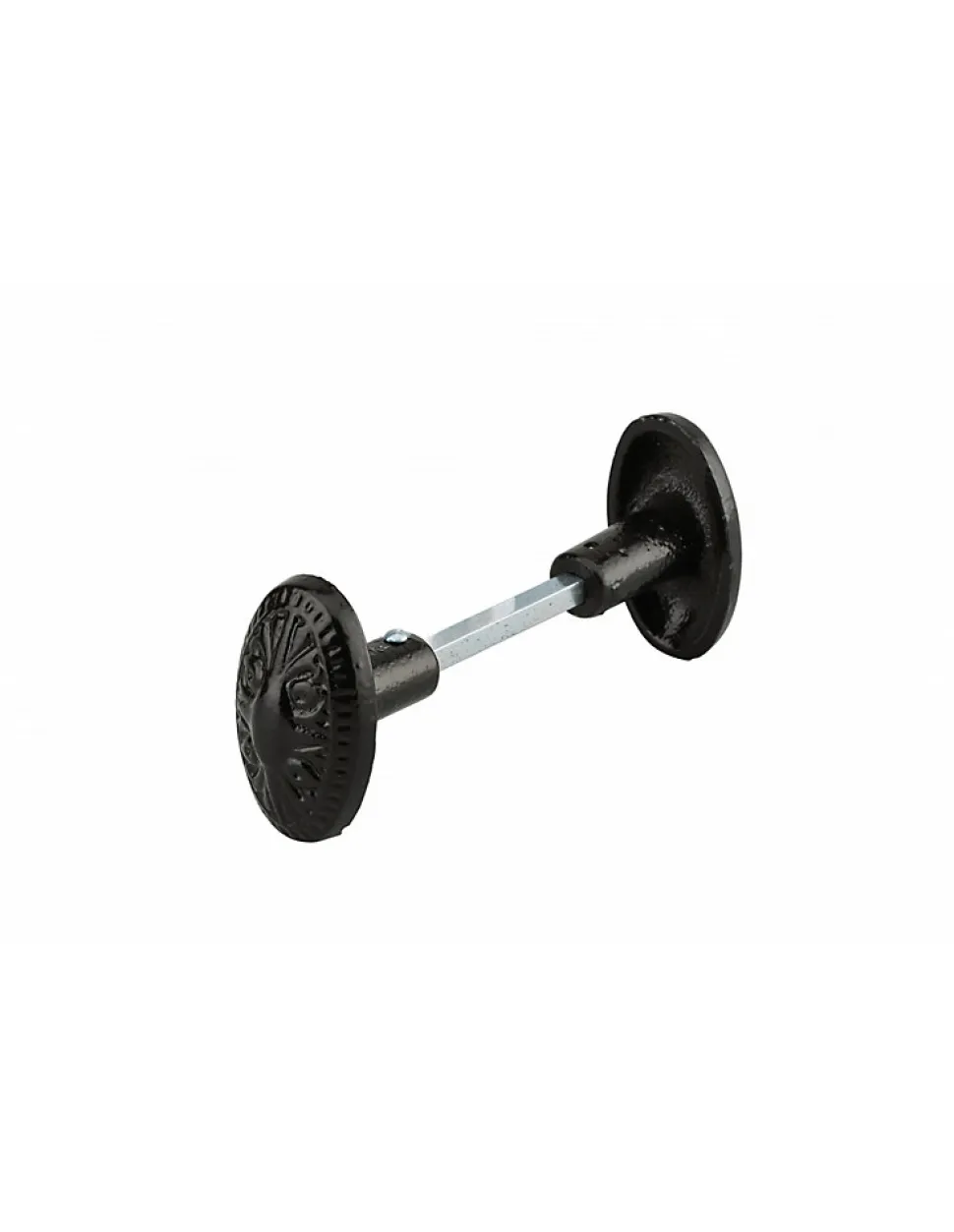 Paire de boutons ovoïdes pour porte d'entrée, carré 6x90mm, 1 portée, fonte peinte, noir - THIRARD