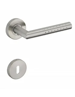 Paire de béquilles avec rosaces pour porte, carré 7mm, inox - SP