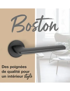 Paire de béquilles Boston pour porte, carré 7mm, noir mat - THIRARD