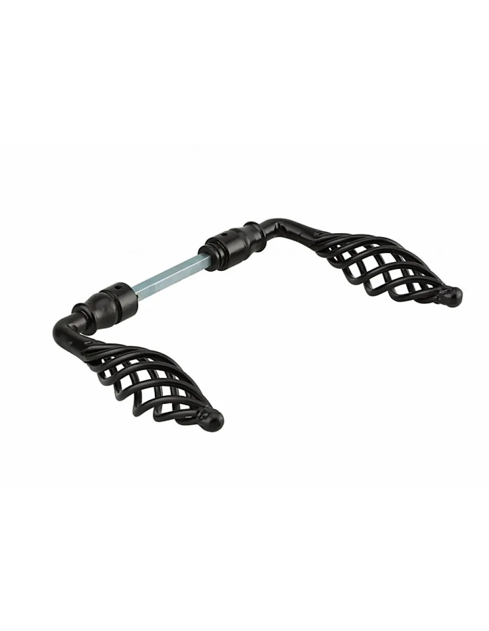 Paire de béquilles double fil torsadé pour porte, carré 6x100mm, 1 portée, noir - THIRARD