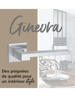 Paire de béquilles Ginevra pour porte, carré 7mm, chromé satiné - THIRARD