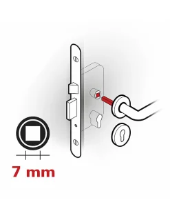 Paire de béquilles Ginevra pour porte, carré 7mm, chromé satiné - THIRARD