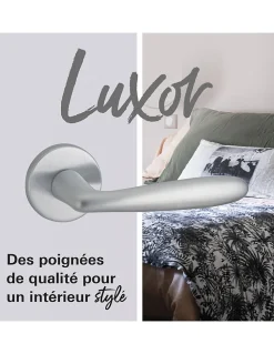 Paire de béquilles Luxor pour porte, carré 7mm, chromé satiné - THIRARD