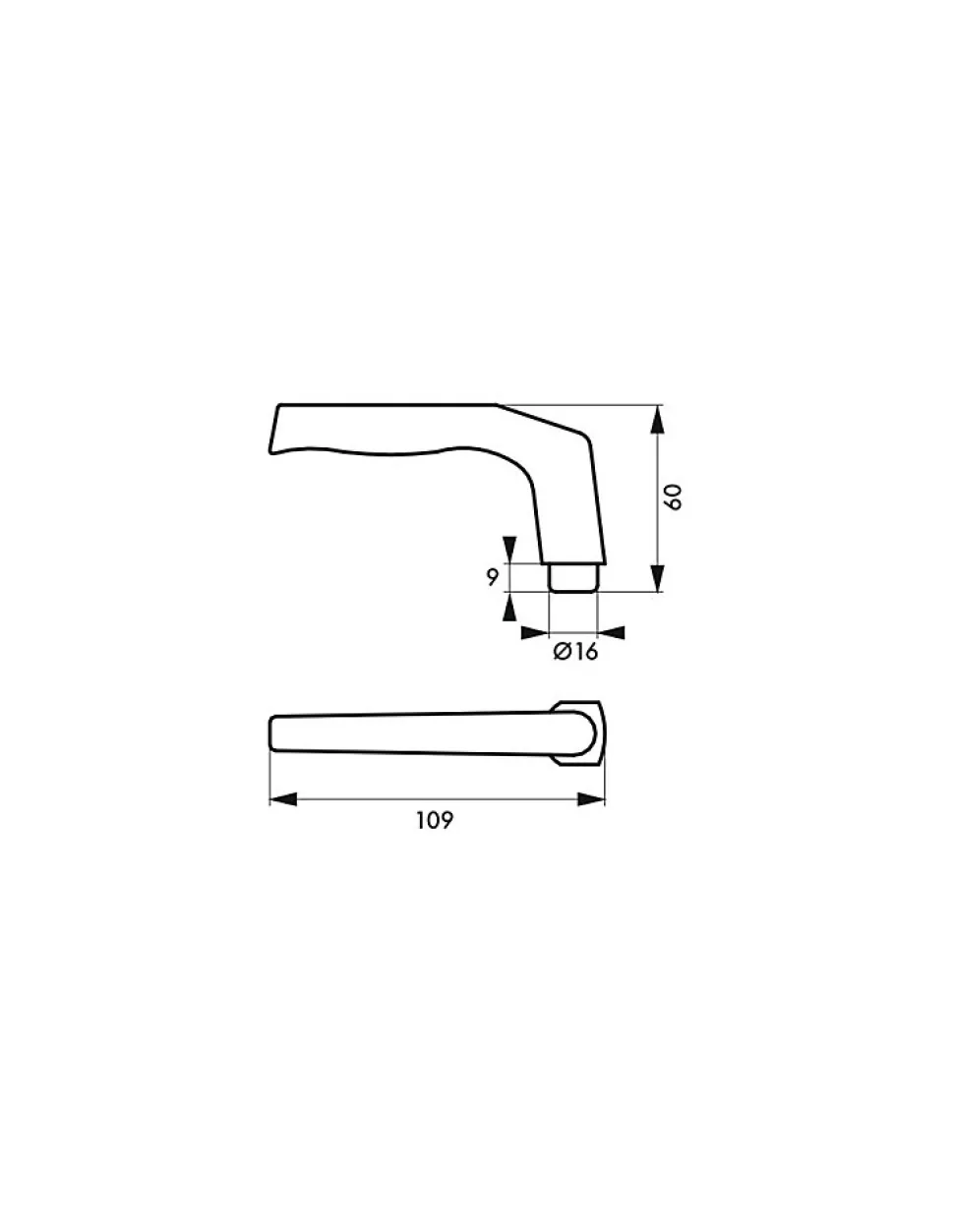 Paire de béquilles pour porte, carré 6x110mm, 1 portée, noir - THIRARD