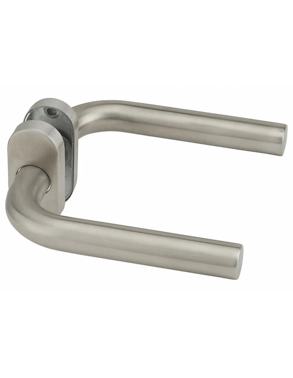 Paire de béquilles pour porte, carré 7mm, rosace ovale, aspect inox - THIRARD