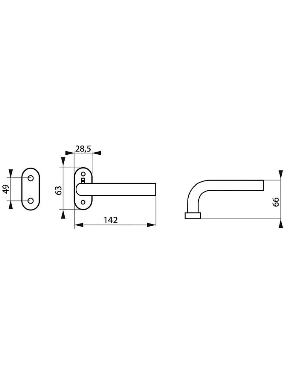 Paire de béquilles pour porte, carré 7mm, rosace ovale, aspect inox - THIRARD