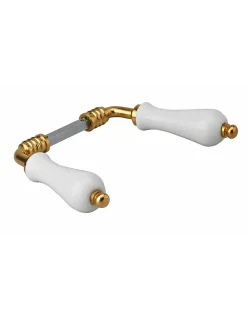 Paire de béquilles pour porte, carré 7mm, 2 portées, porcelaine, blanc - THIRARD
