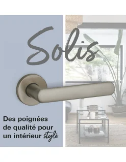 Paire de béquilles Solis pour porte, carré 7mm, nickel satiné - THIRARD