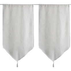 Paire de petits rideaux aspect lin finition pointe (60x160 cm - Blanc)