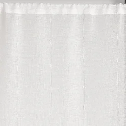 Paire de petits voilages droits en étamine rayée (60x120 cm - Blanc)