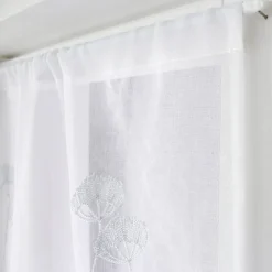 Paire de petits voilages brodés de fleurs (60x120 cm - Blanc)