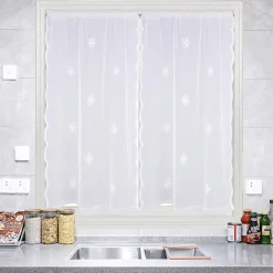 Paire de petits voilages motif flocons (60x120 cm - Blanc)