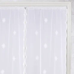 Paire de petits voilages motif flocons (60x120 cm - Blanc)