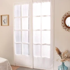Paire de petits voilages droits finition passe tringle (70x220 cm - Blanc)