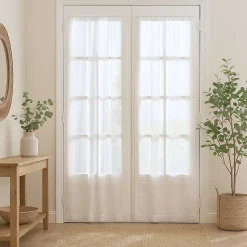 Paire de petits voilages droits finition passe tringle (70x160 cm - Blanc)