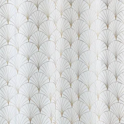 Paire de petits voilages brodés au style art déco (60x120 cm - Beige)