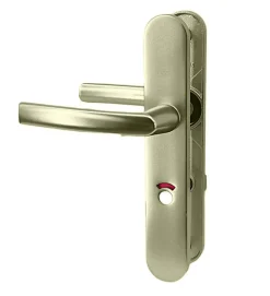 Paire de poignée porte toilette champagne aluminium à condamnation avec voyant 234 mm Bricard