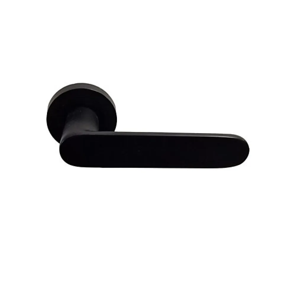 Paire de Poignées "A JOE" KLOSE besser sur Rosaces Rondes ALUMINIUM Noire - Bec de cane