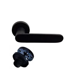 Paire de Poignées "A JOE" KLOSE besser sur Rosaces Rondes ALUMINIUM Noire - Condamnation sans voyant