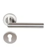 Paire de Poignées de porte sur Rosaces Rondes " Elsa Angle Vif " inox 304 KLOSE BESSER - +1 Paire de rosaces cylindre