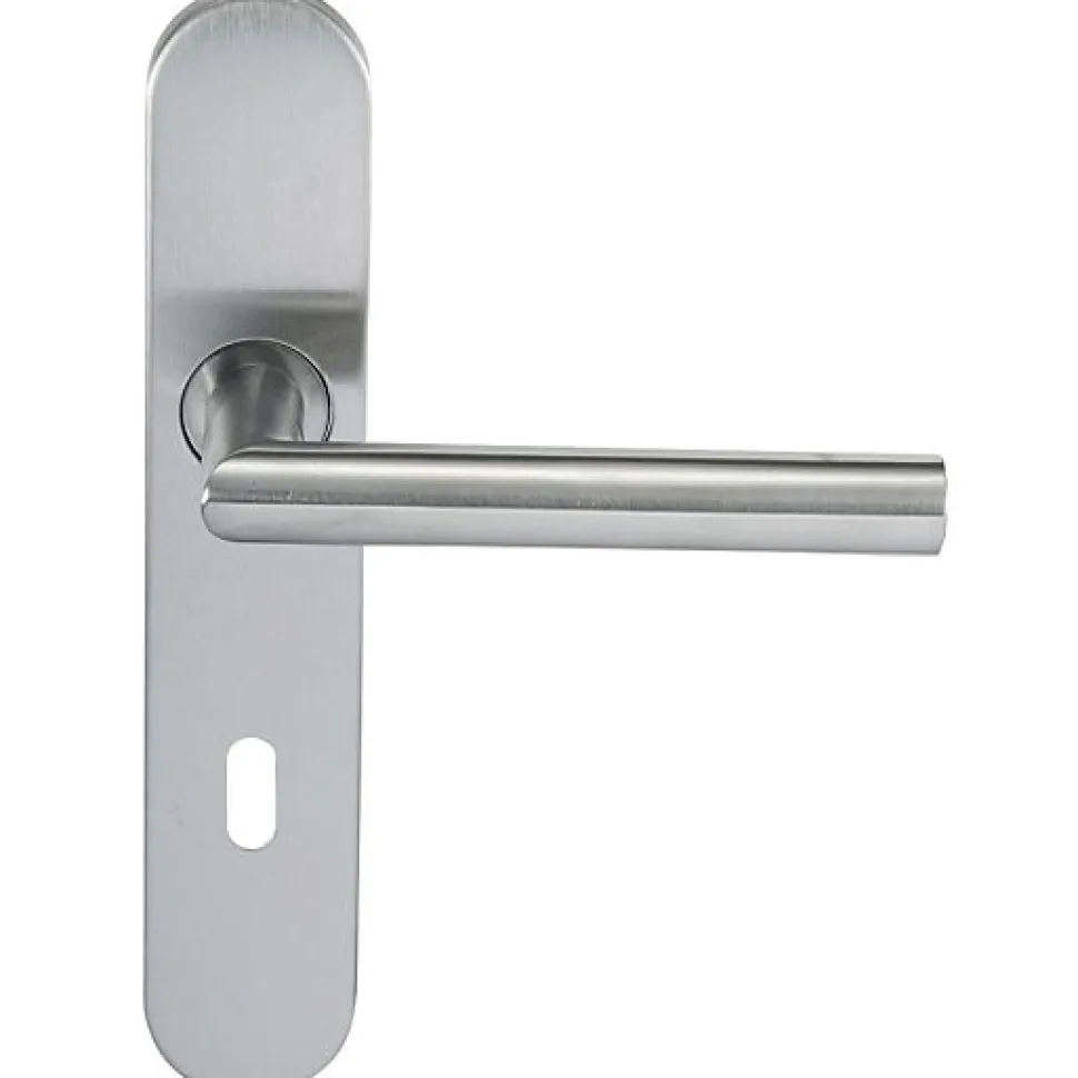 Paire de Poignées de porte KLOSE besser Inox 304 sur Plaque "Noémie vif" - Trou petite clé